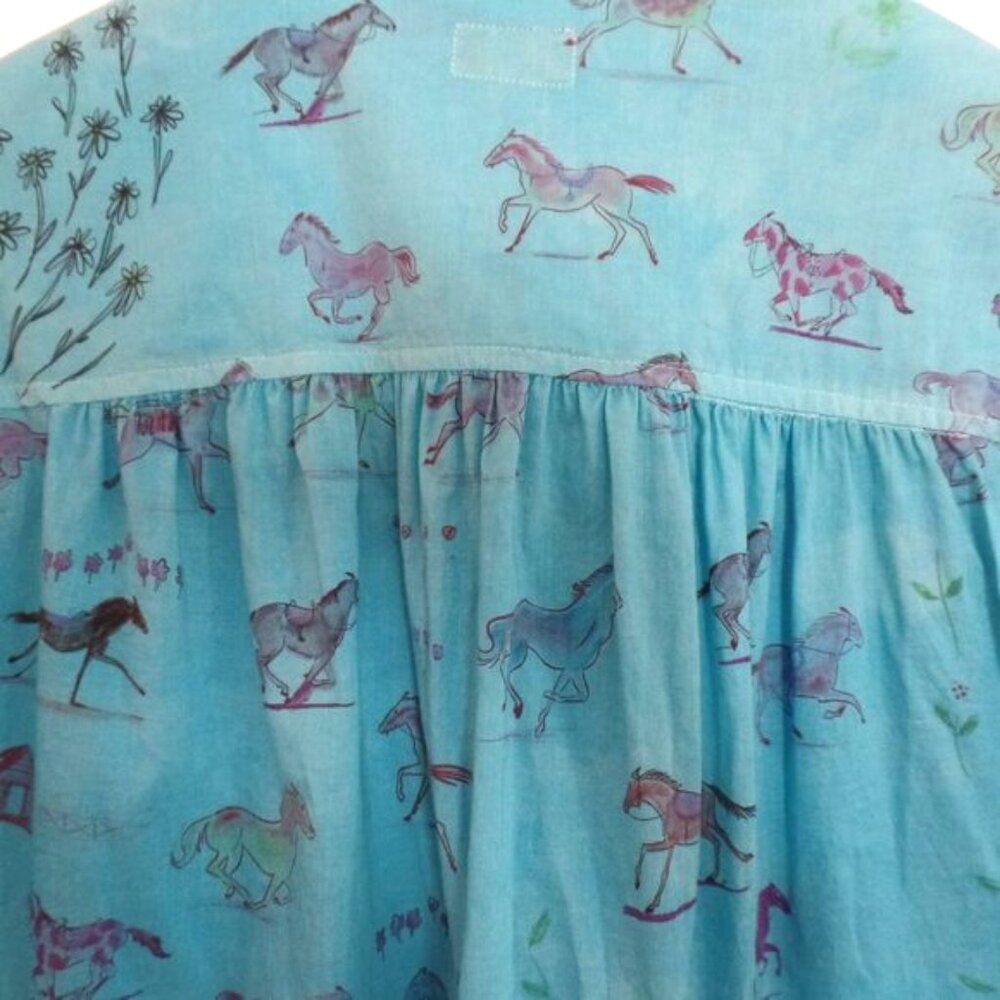 MOTHER The New To Town Horse Anthropologie Turquoise Shirt Tunic Dress - Picture 5 of 8